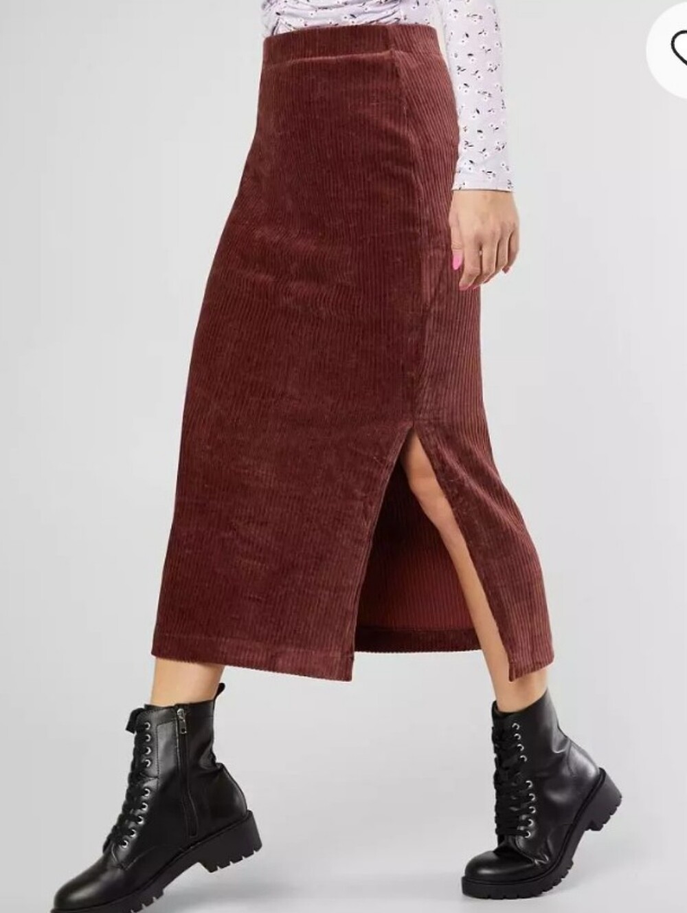 Free People Helen Rib Tube Skirt Corduroy Bittersweet SZ S